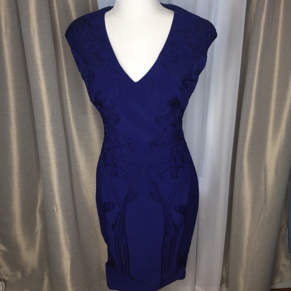 Karen Millen Royal Blue Lace Detailed Pencil Dress